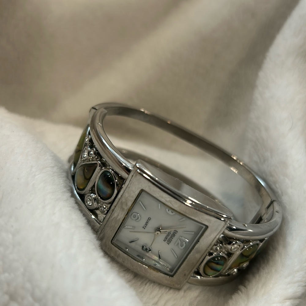 Embassy by Gruen Silver Toned Vintage Cuff Band Watch